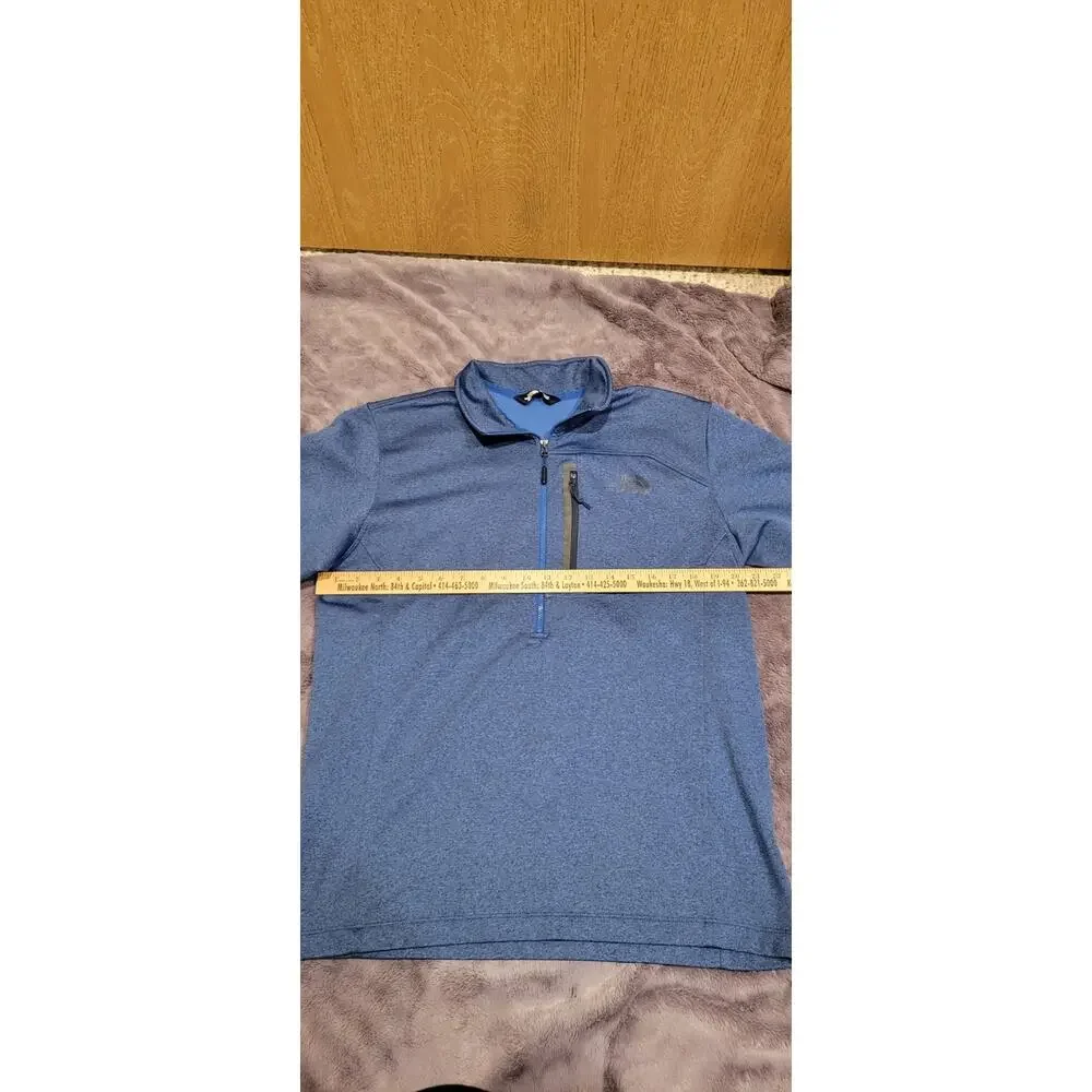 The North Face Sweater Mens Large Blue 1/4 Zip Fleece Pullover Mock Neck Outdoor